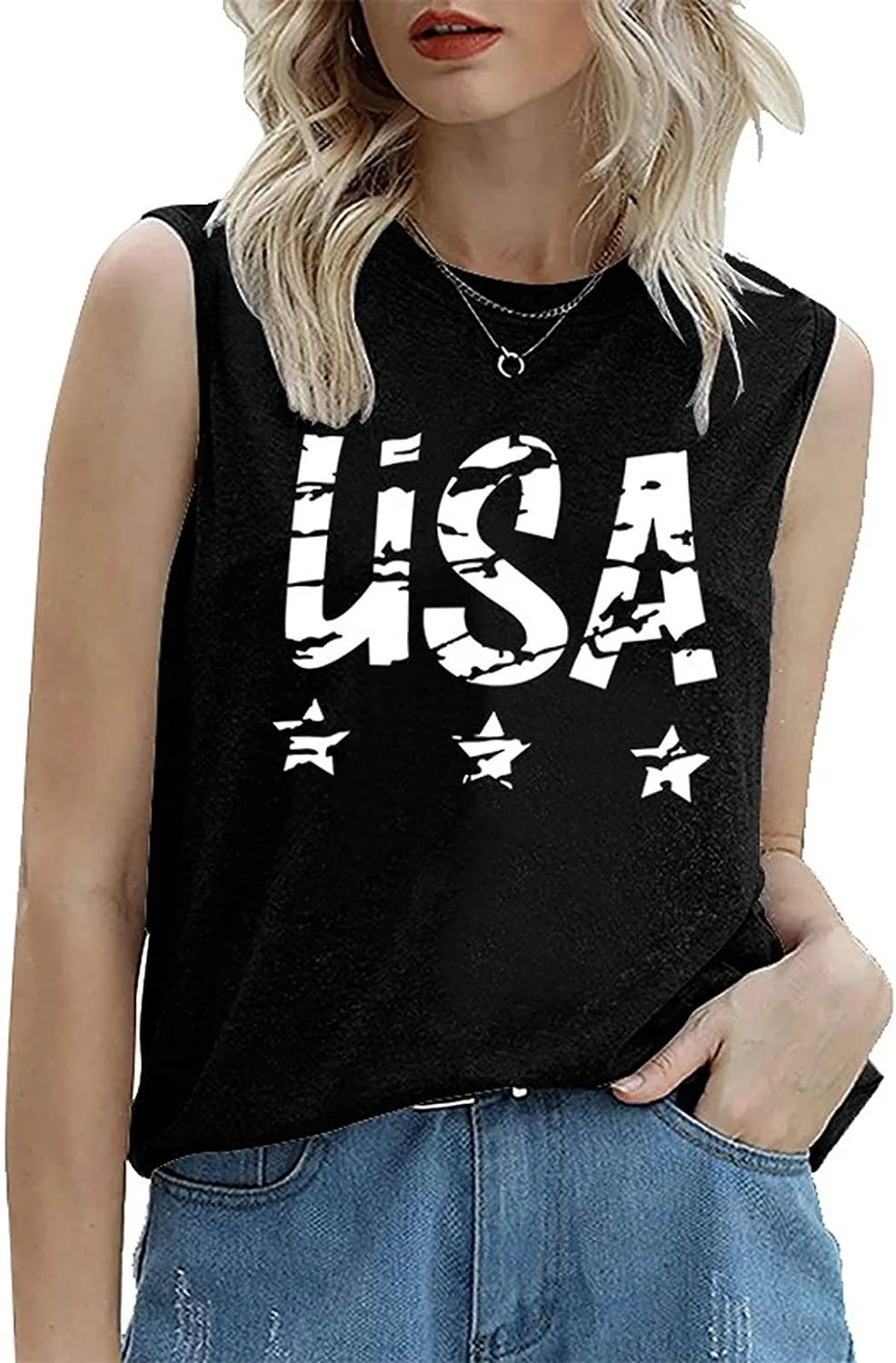 Women Patriotic Tank Tops July 4th American Flag Shirt