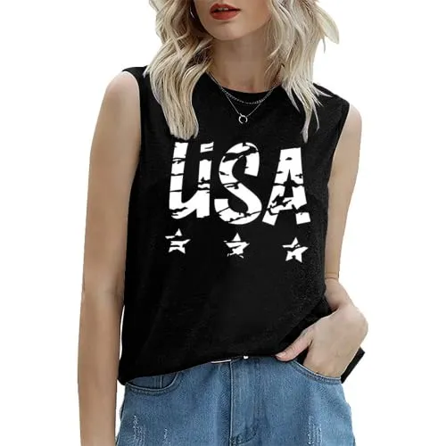 Women Patriotic Tank Tops July 4th American Flag Shirt