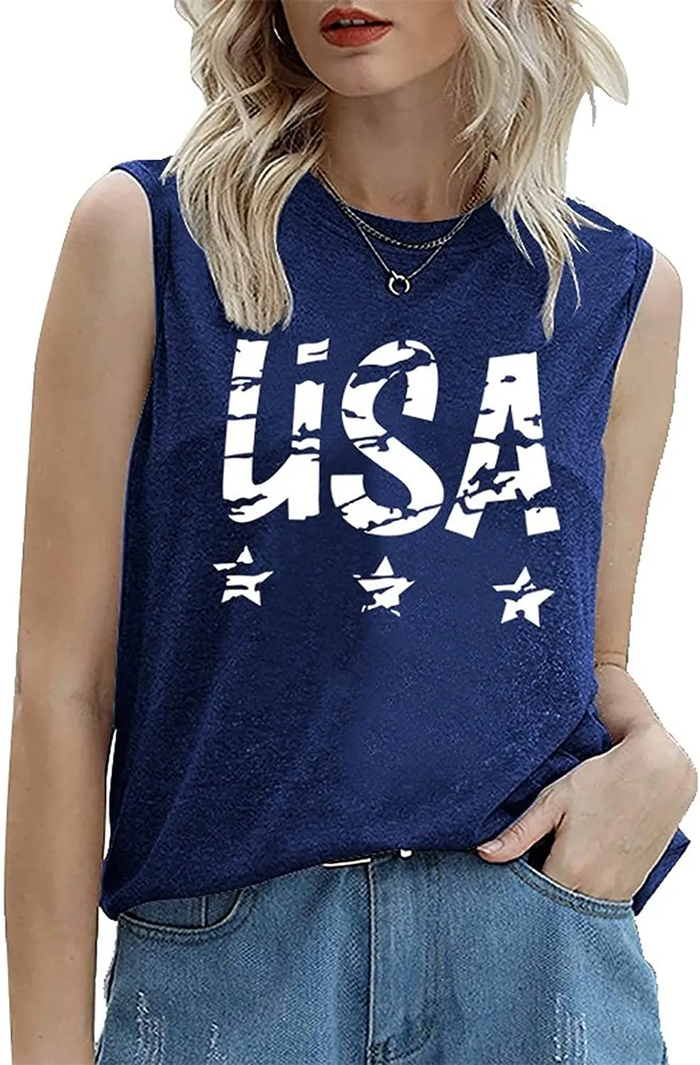 Women Patriotic Tank Tops July 4th American Flag Shirt