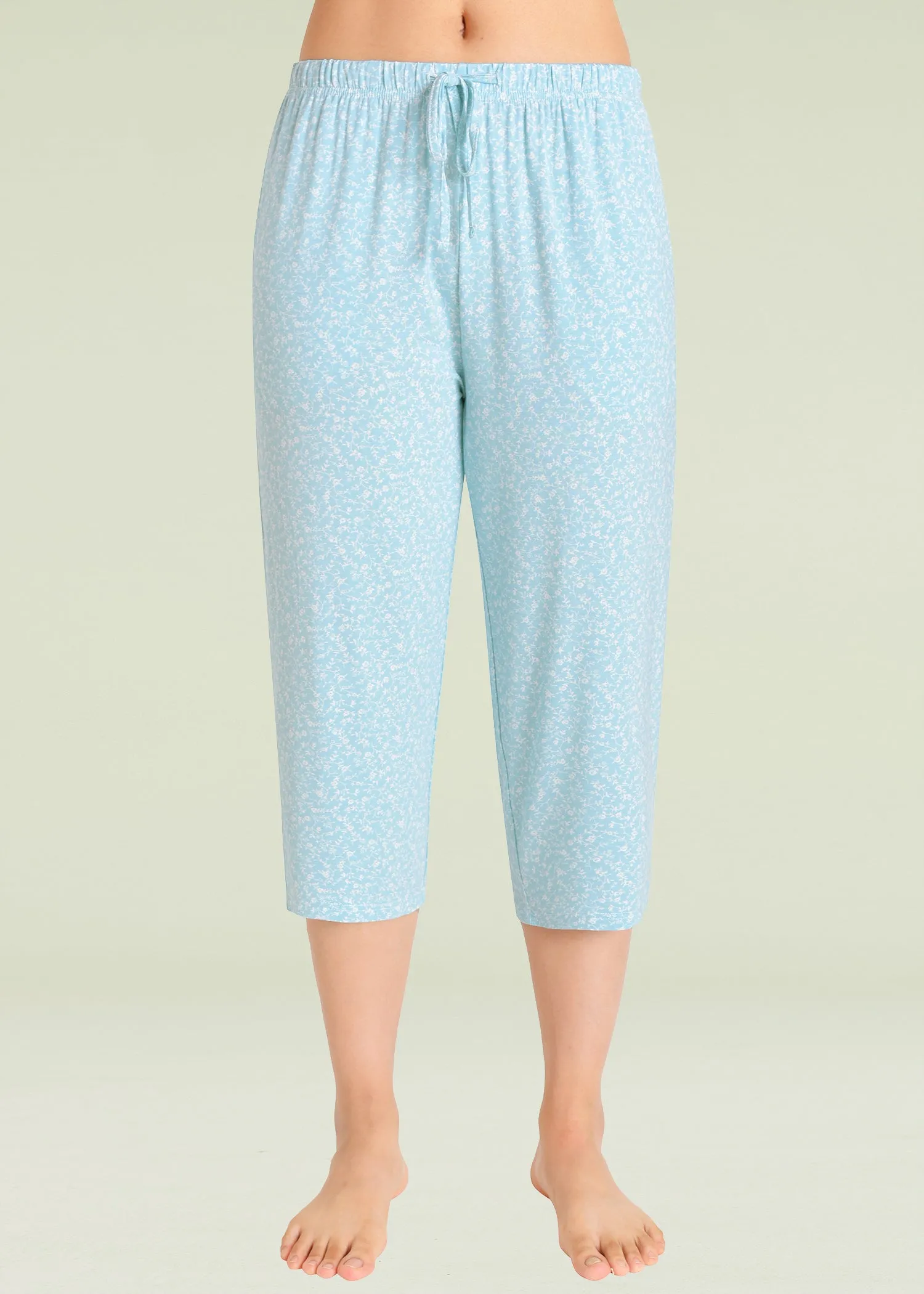 Women's Bamboo Viscose Floral Capri Pajama Pants S-3XL