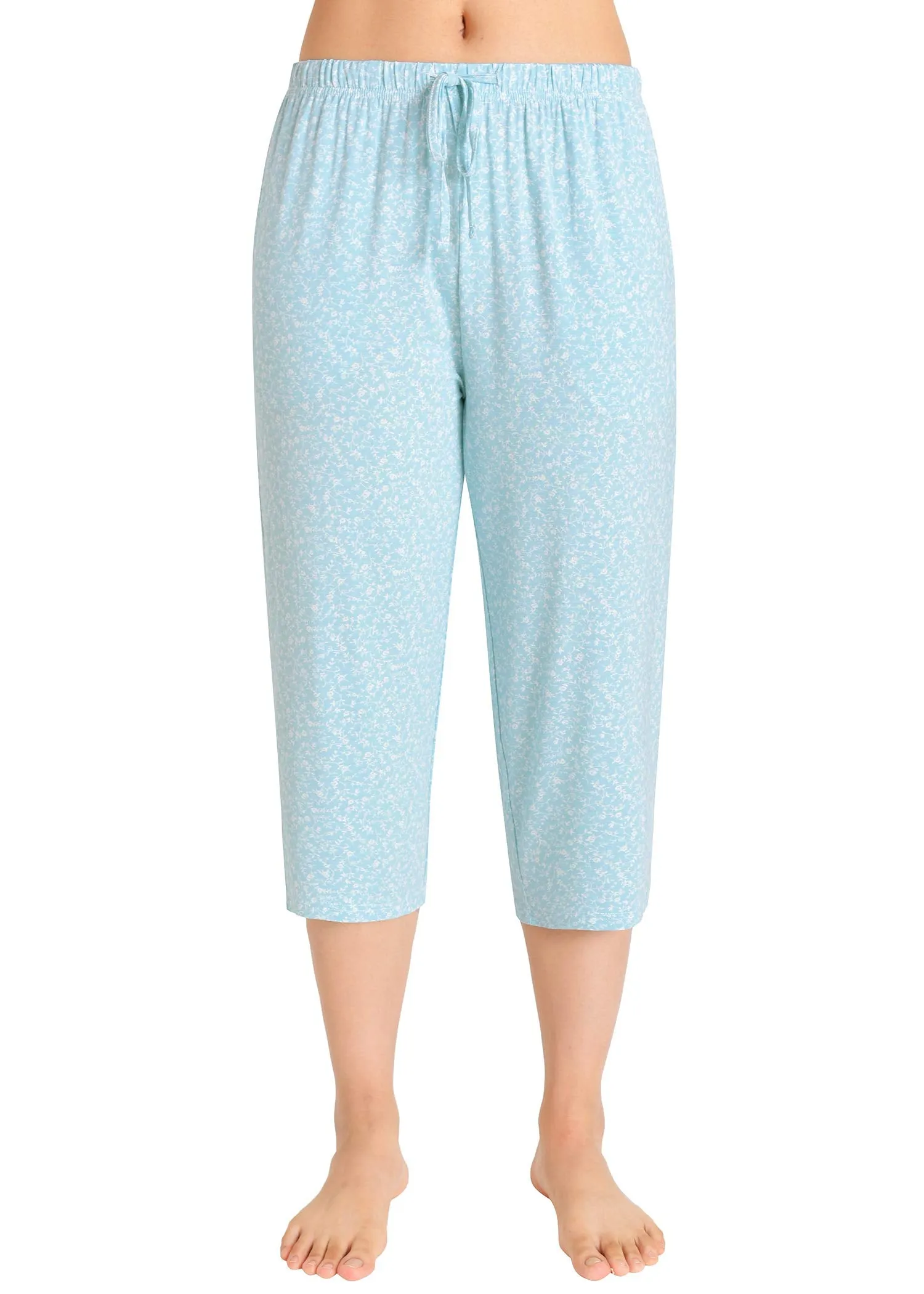 Women's Bamboo Viscose Floral Capri Pajama Pants S-3XL