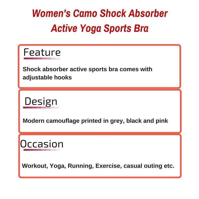 Women's Camo Shock Absorber Active Yoga Sports Bra