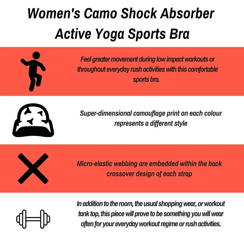 Women's Camo Shock Absorber Active Yoga Sports Bra