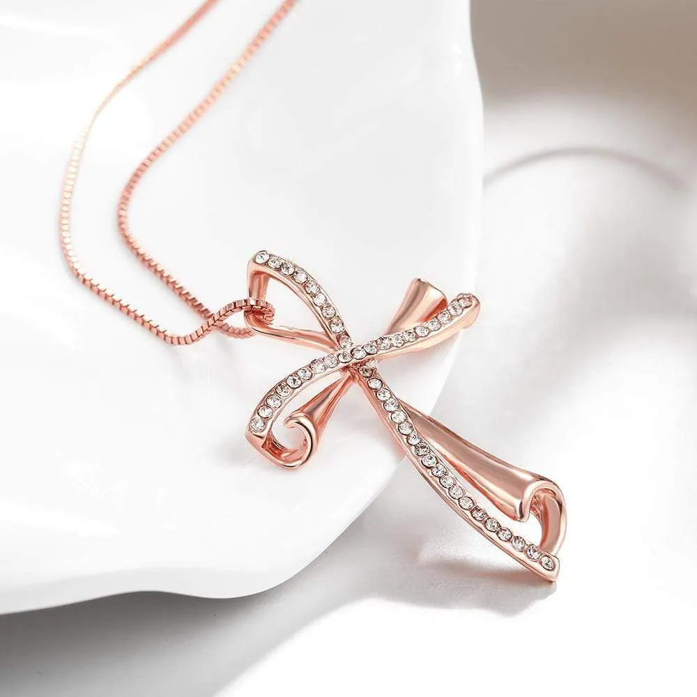 Women's Christian Necklace <br> Wave (Rose Gold)