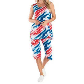 Women's Made in USA  Stars and StripesTunic and Capri Pant Set