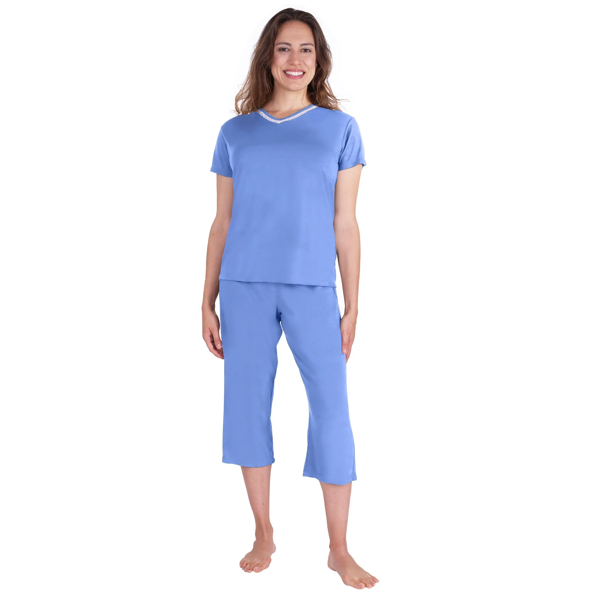 Women's Moisture Wicking V-Neck Capri Set