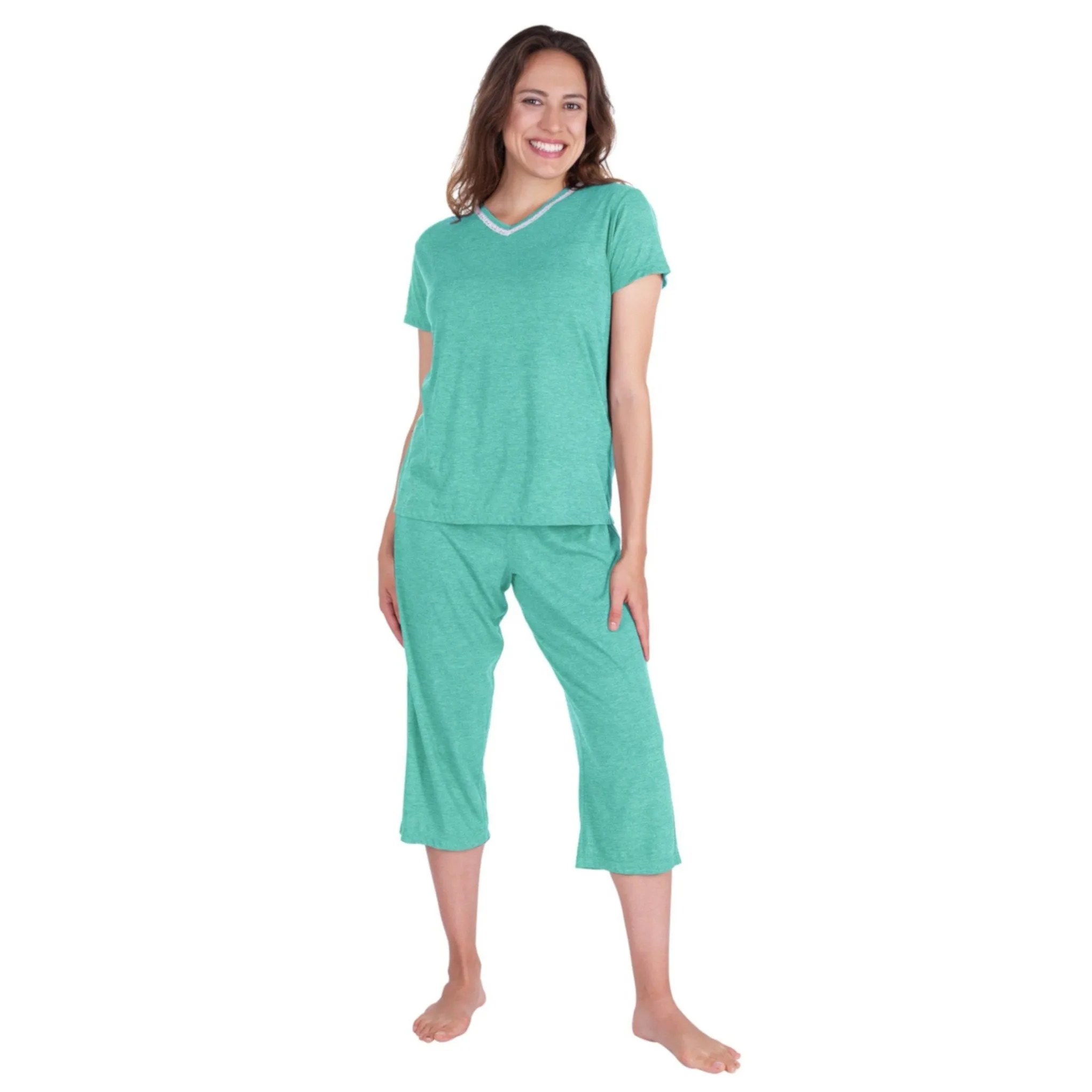 Women's Moisture Wicking V-Neck Capri Set