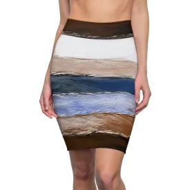 Womens Pencil Skirt - Rustic Hues Design