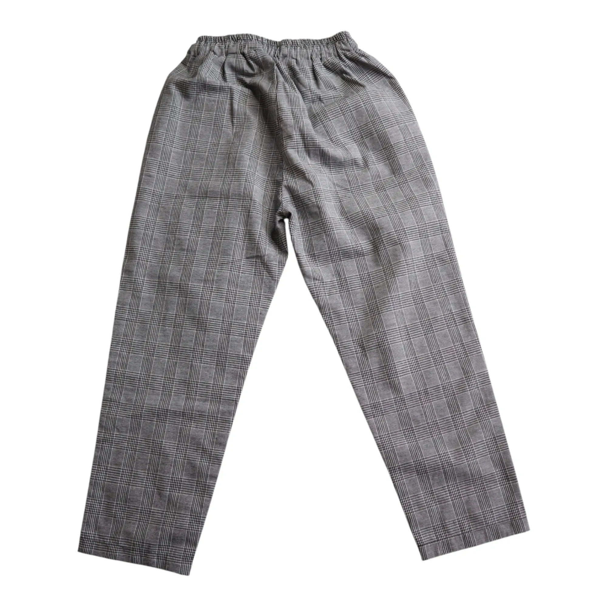 Women's Size Small Gray Plaid Linen Capri Trouser Pants with Drawstrings